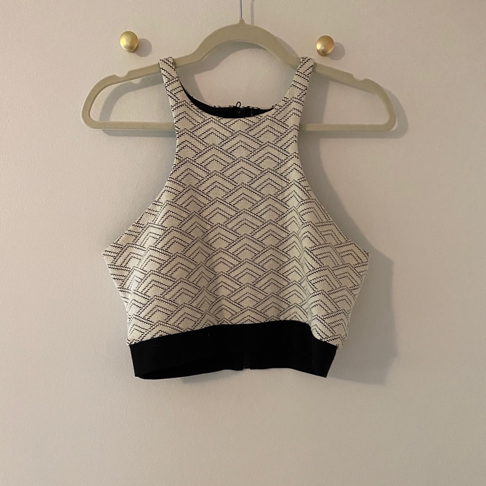 Express Crop Top Black and White